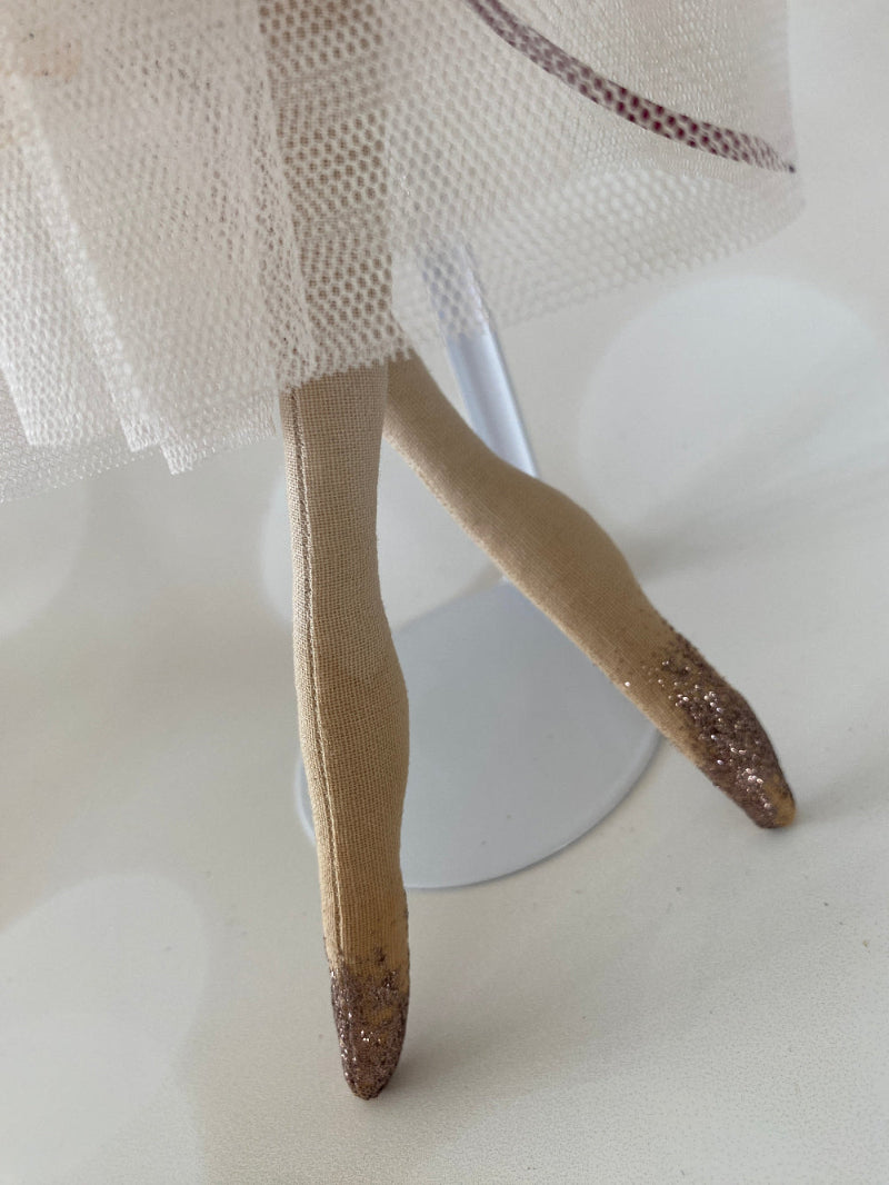 Handmade doll fairy feet with brown glitter shimmery shoes