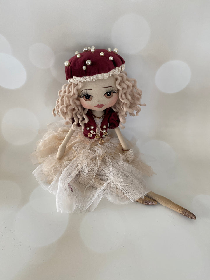 handmade mushroom fairy doll sitting down
