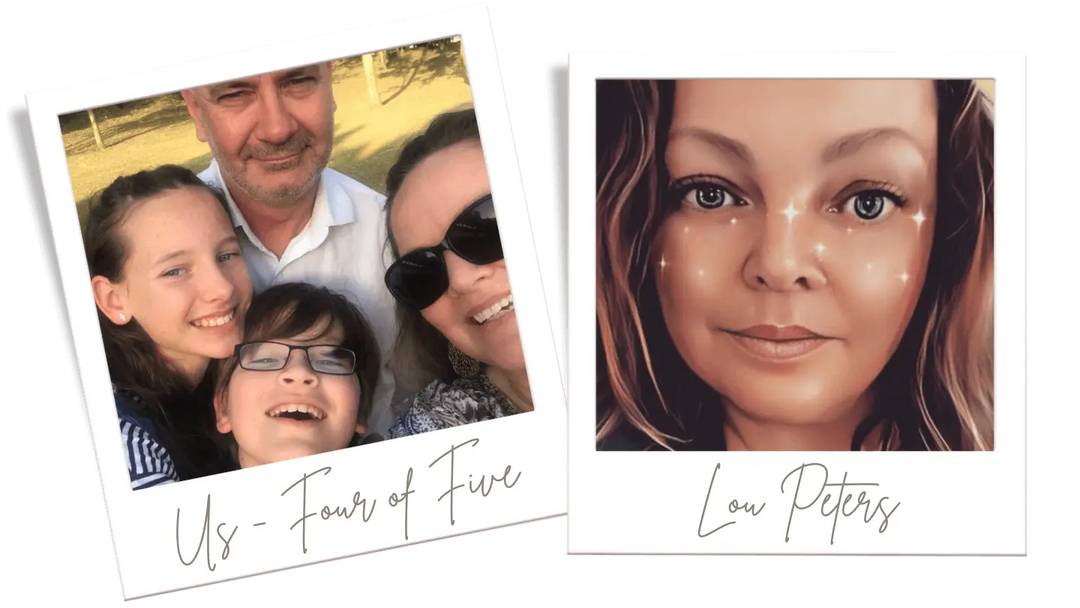 two polaroid images of Upper Dhali doll maker; one by herself, the other with her family