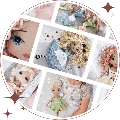 Photo collage of handmade keepsake dolls made by Upper Dhali showcasing Limited Edition dolls