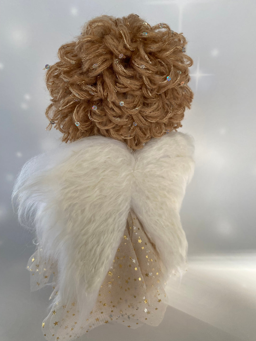 Christmas Angel Doll hand felted wings handcrafted from eri (peace) silk and mohair fibre