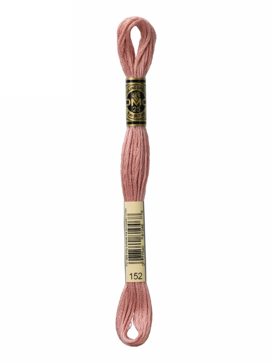 Pink embroidery floss spool on a white background