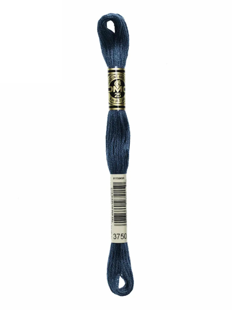Dark Blue embroidery floss spool on a white background