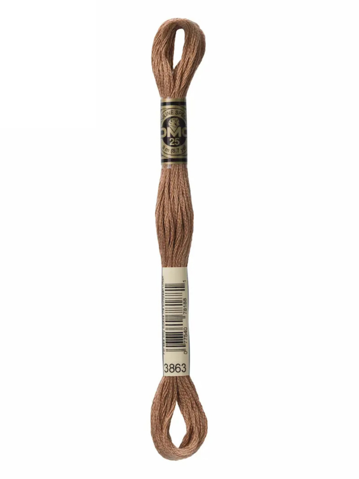 Mid Brown embroidery floss spool on a white background