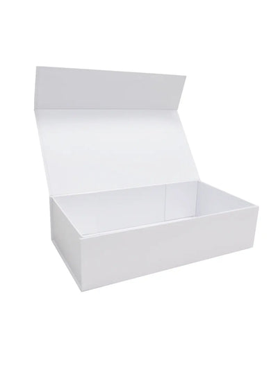 white gift box with magnetic closure lid